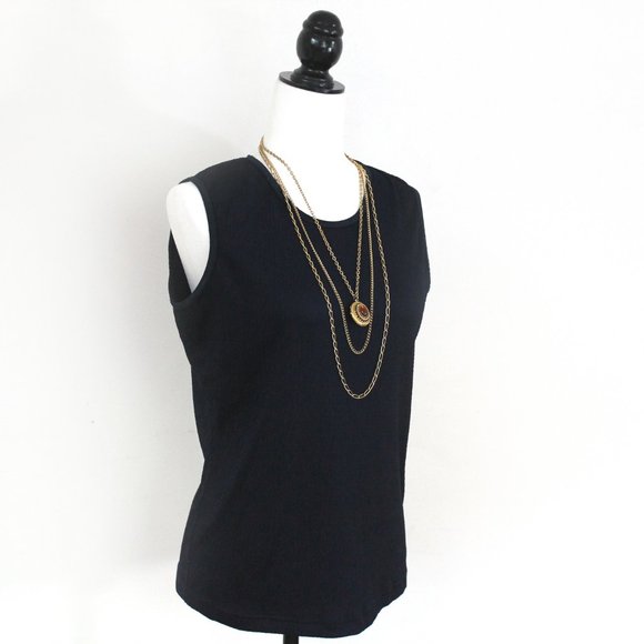 Vintage Navy Sleeveless Micropleat Top, Navy Blue Popcorn Top - Picture 2 of 7